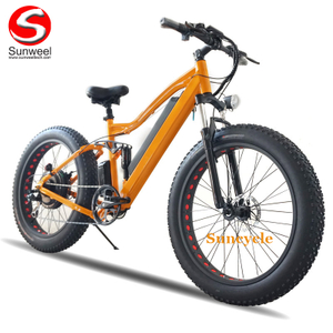 Powerful Fat Tire Electric Beach Cruiser Bicycle Full Suspension Ebike